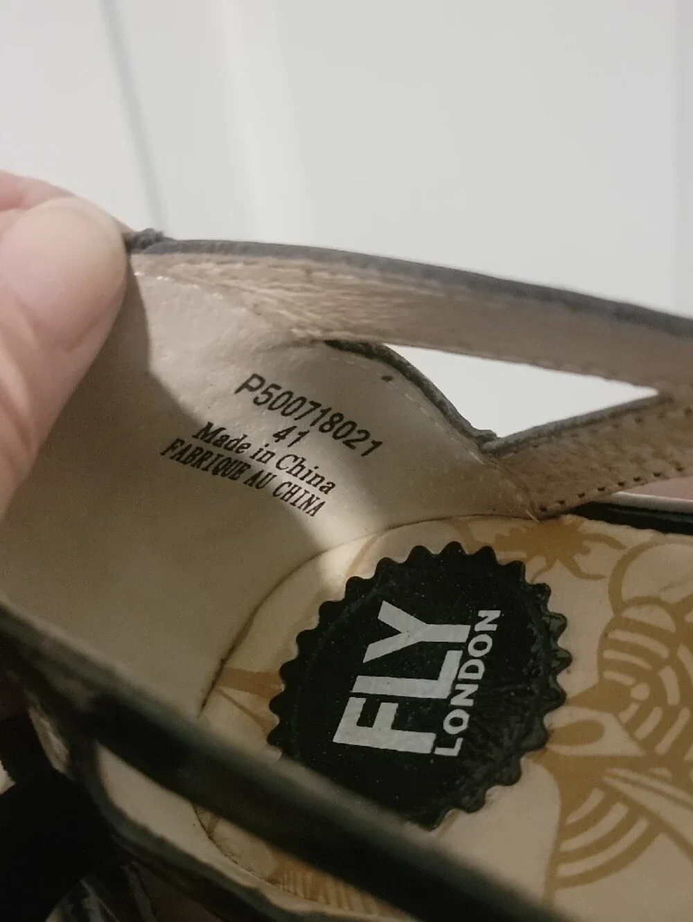 Fly London YADI Black Patent Leather Cutout Wedge Pumps Women's Size 41/10